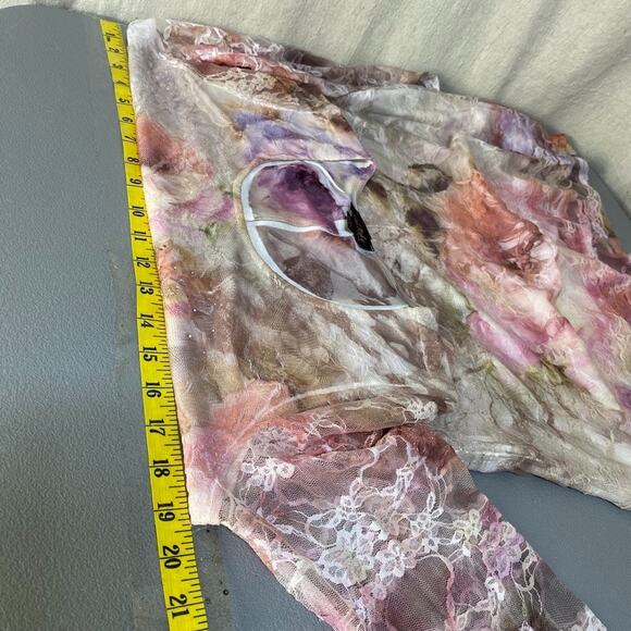 Cal Style Womens Fairy Lace Tunic Top Size M Sheer Floral Whimsigoth Bling Y2K - Picture 8 of 10